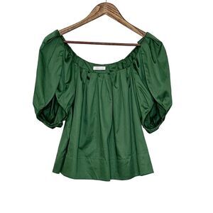 Rebecca Taylor Babydoll Top Puff Tulip Sleeve Emerald Green Size 2